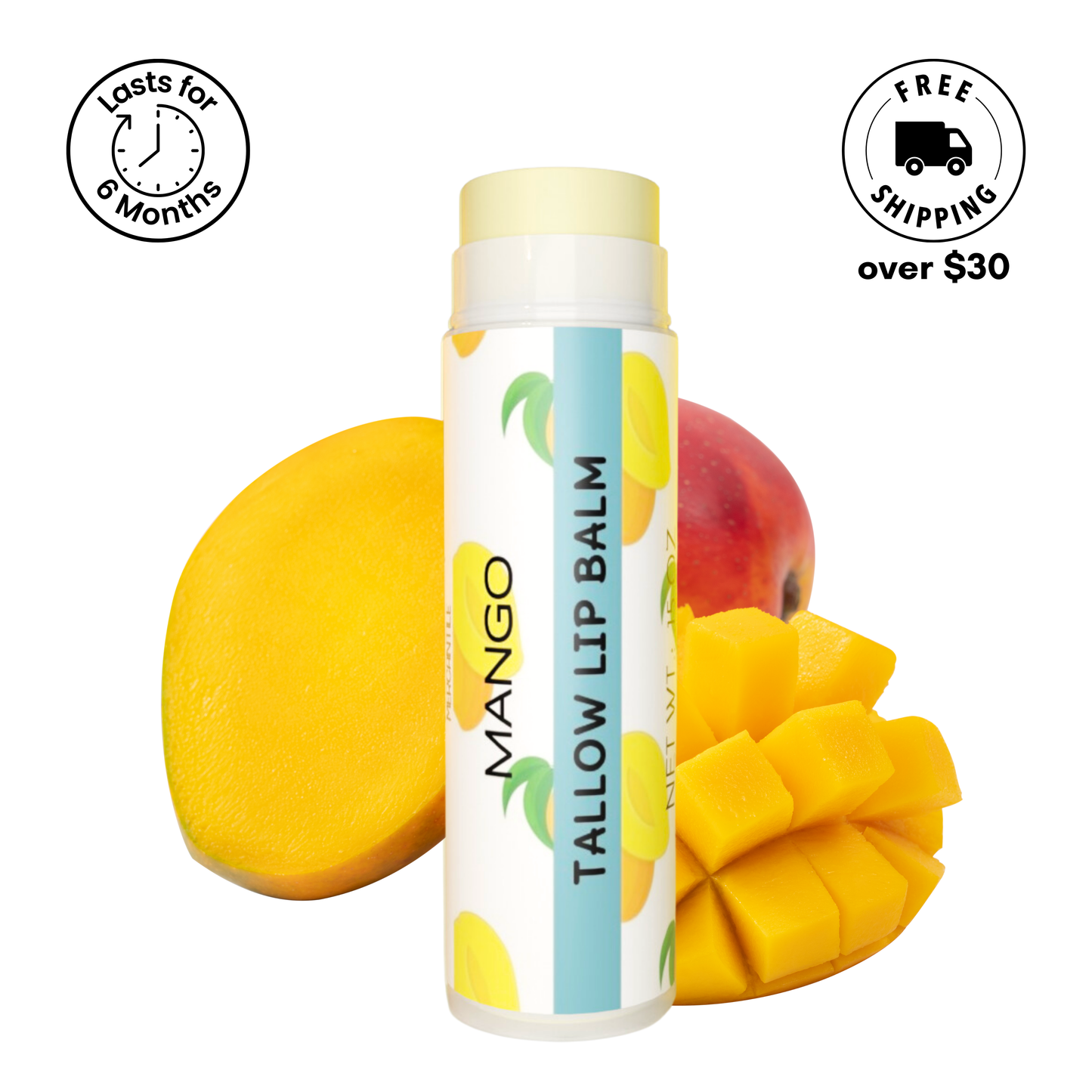 Tallow Lip Balm by Cattle Creek Mercantile, crafted with 100% grass-fed tallow, available in multiple flavors, deeply hydrating and nourishing for dry lips.