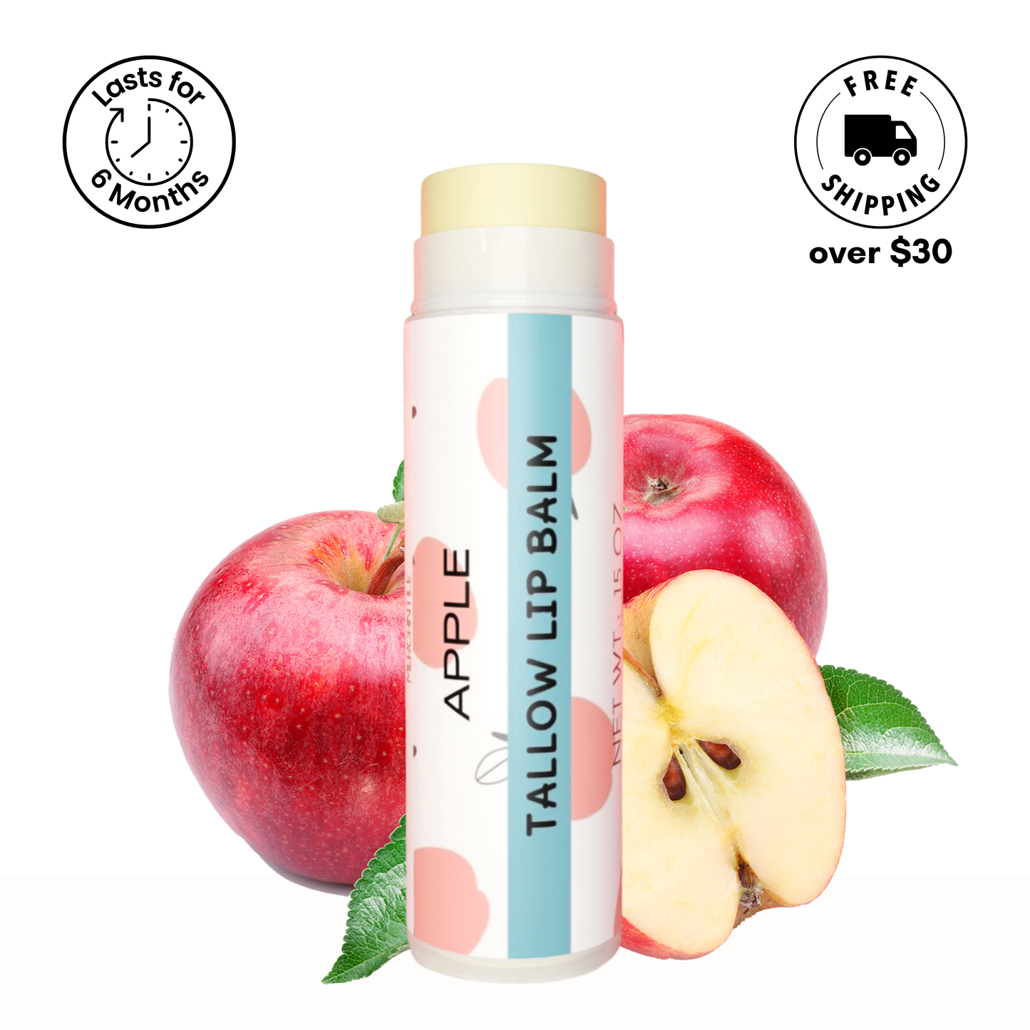Tallow Lip Balm by Cattle Creek Mercantile, crafted with 100% grass-fed tallow, available in multiple flavors, deeply hydrating and nourishing for dry lips.