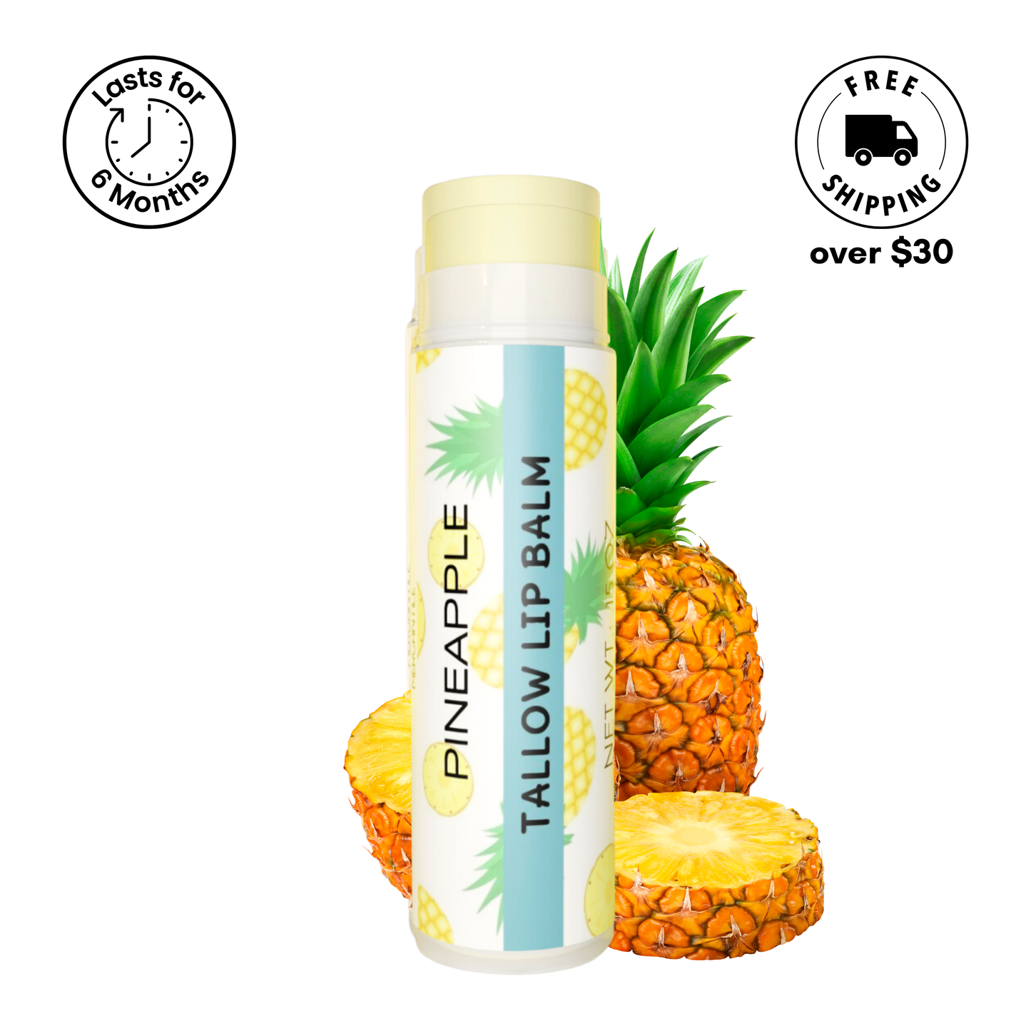 Tallow Lip Balm by Cattle Creek Mercantile, crafted with 100% grass-fed tallow, available in multiple flavors, deeply hydrating and nourishing for dry lips.