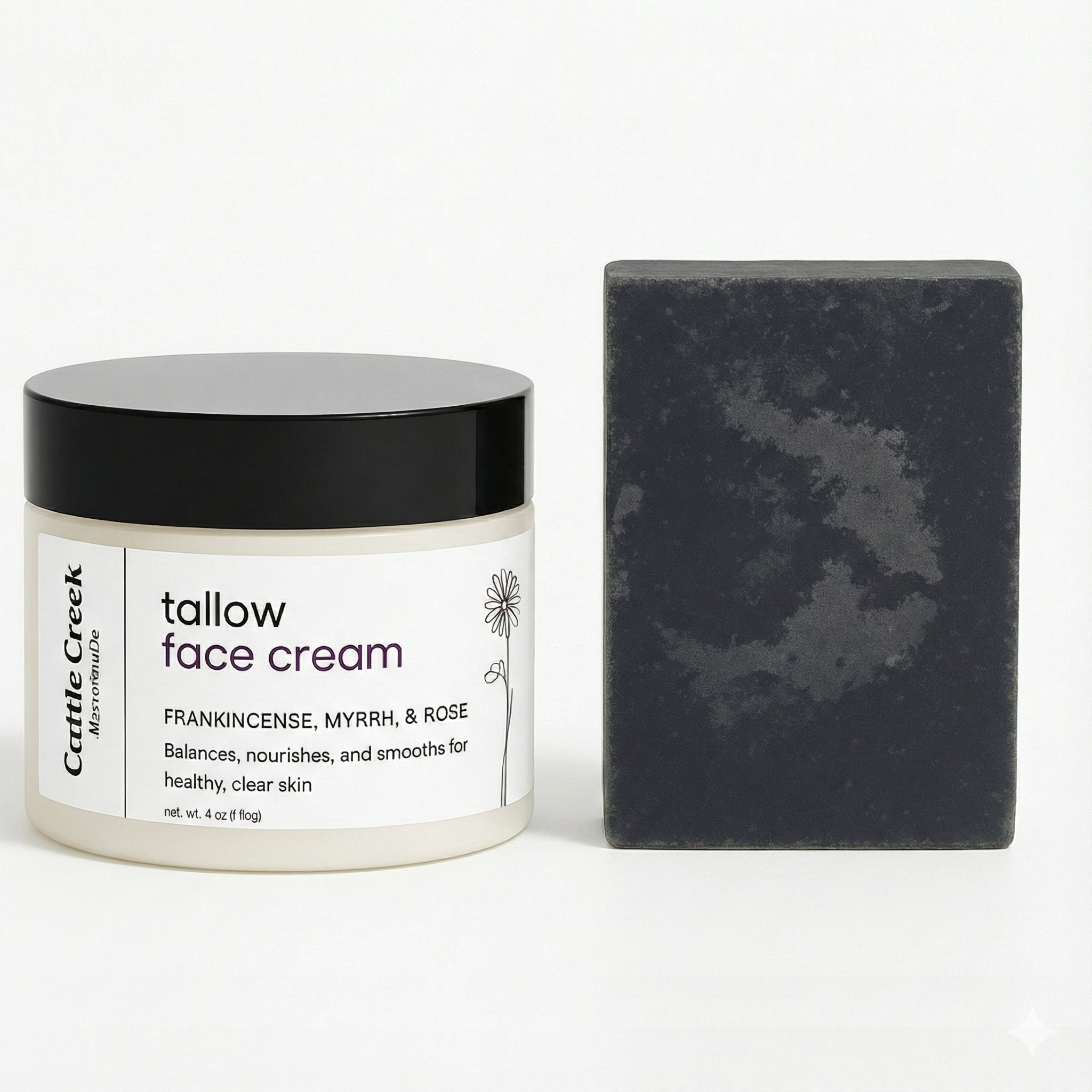 Tallow Face Cream & Charcoal Face Soap Bar
