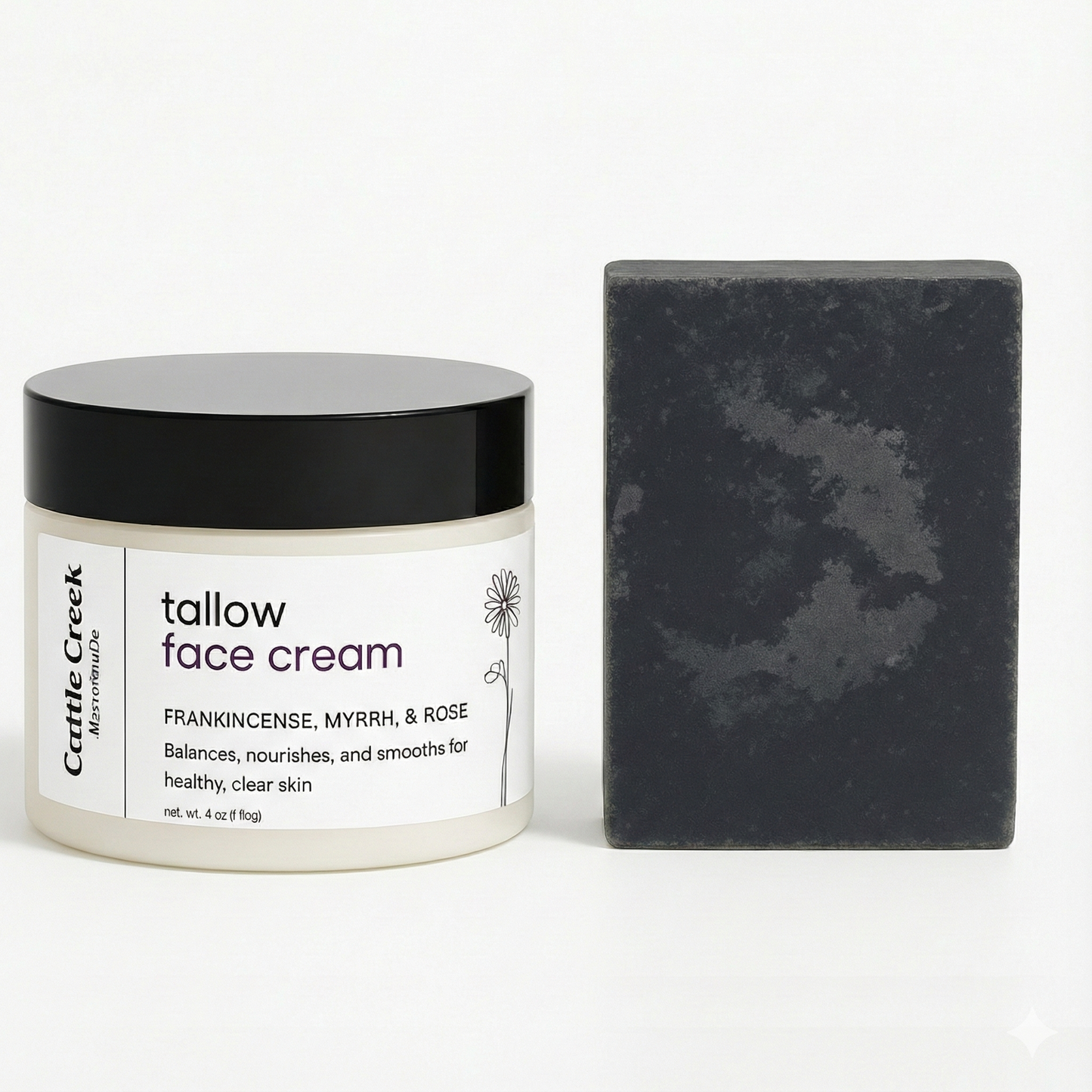 Tallow Face Cream & Charcoal Face Soap Bar
