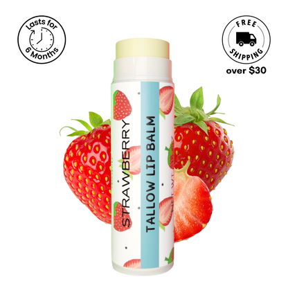 Tallow Lip Balm by Cattle Creek Mercantile, crafted with 100% grass-fed tallow, available in multiple flavors, deeply hydrating and nourishing for dry lips.
